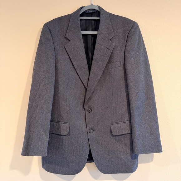 Burberrys Other - Burberrys Vintage Herringbone Wool Blazer Sport Coat Gray Mens L Preppy